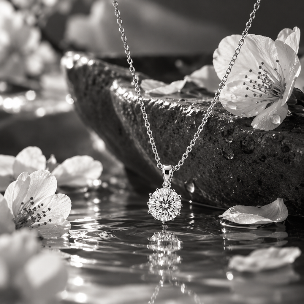 Blossom Solitaire Moissanite Pendant