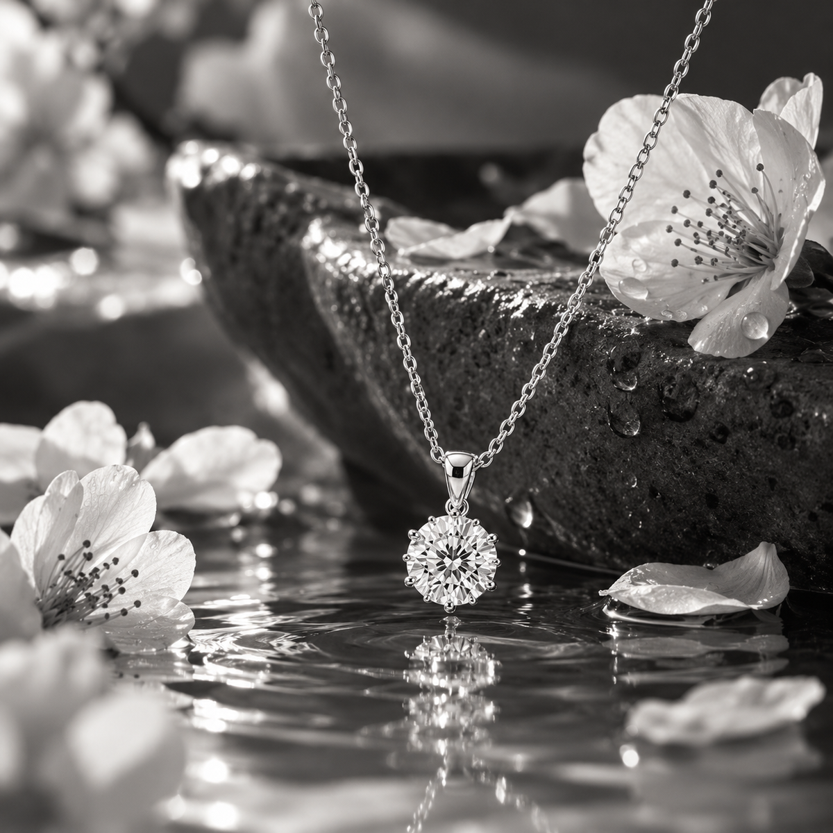 Blossom Solitaire Moissanite Pendant