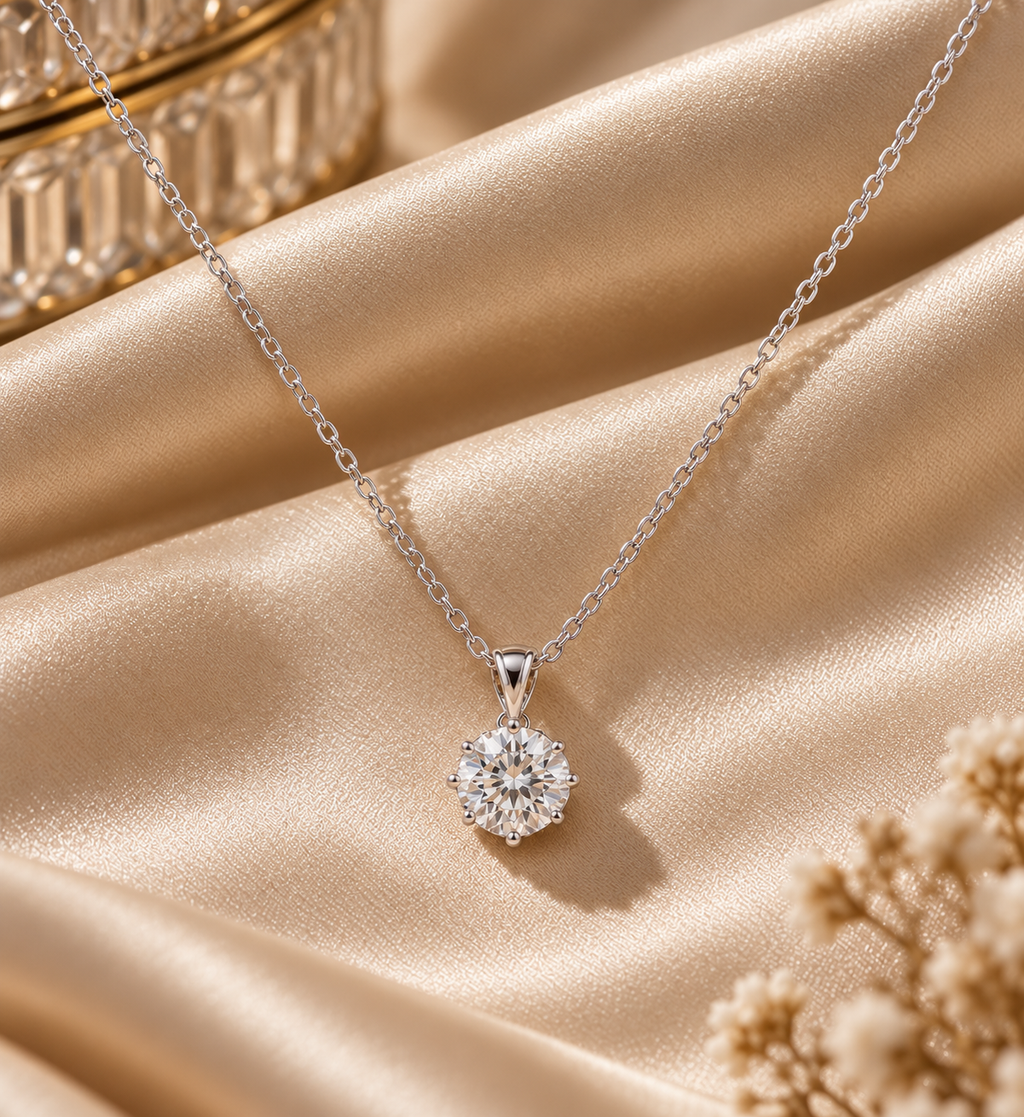 Blossom Solitaire Moissanite Pendant