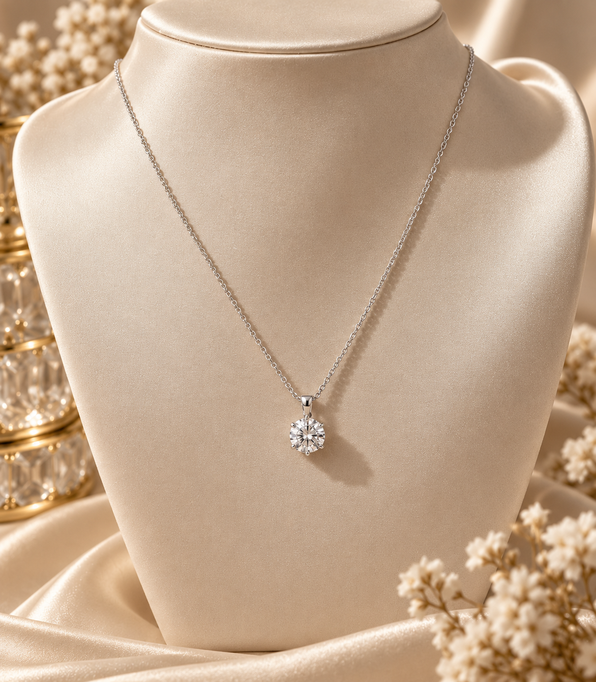 Blossom Solitaire Moissanite Pendant