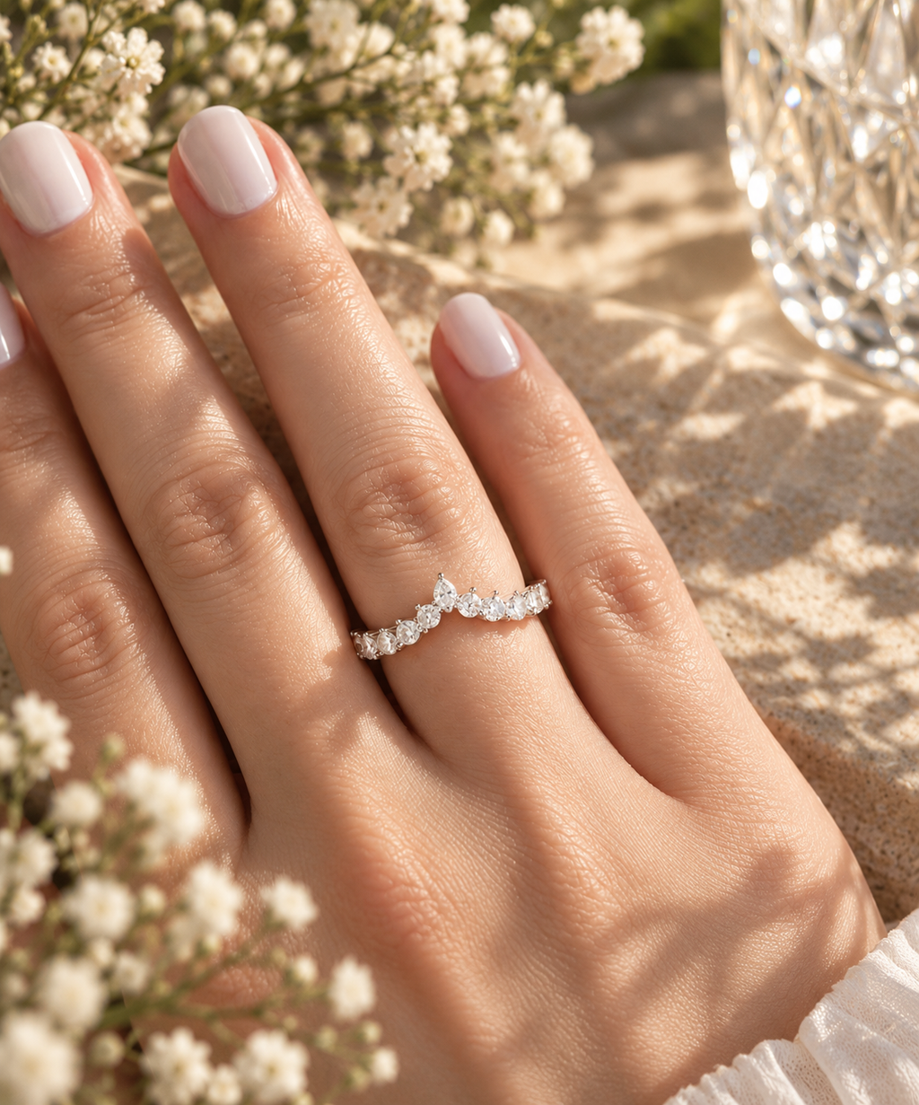 Crown Moissanite Band