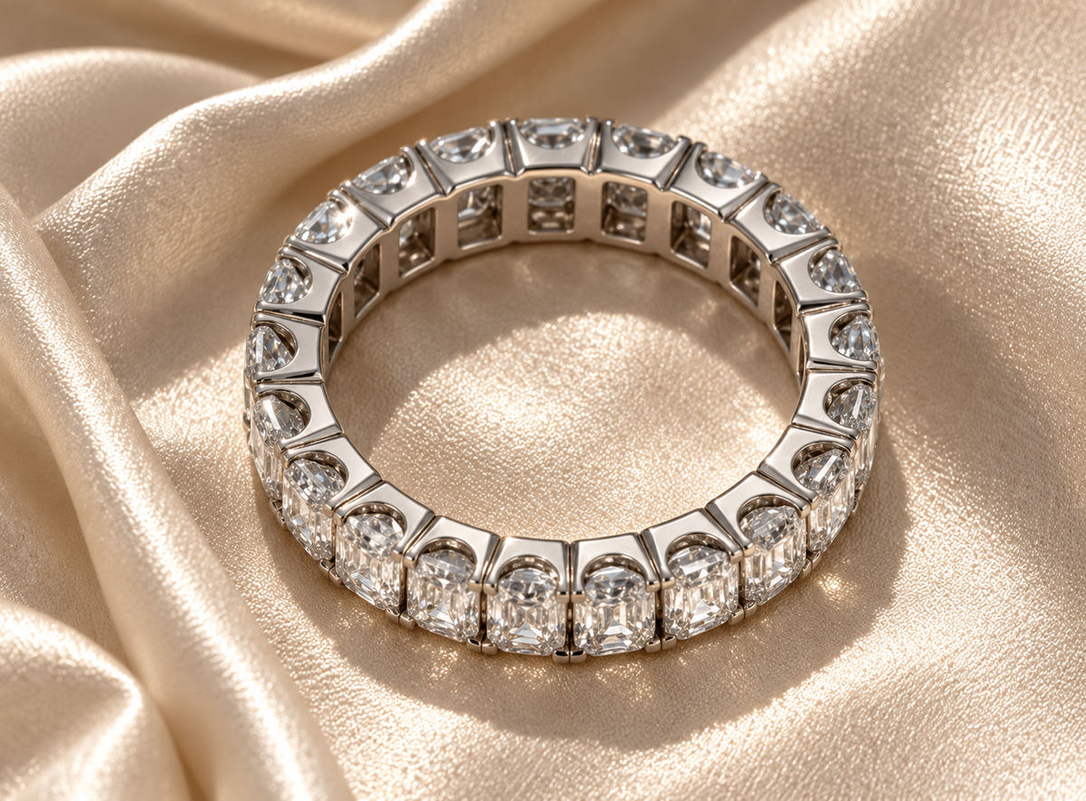 Emerald-Cut Moissanite Eternity Ring
