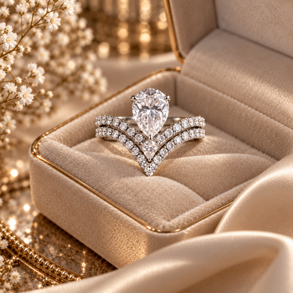 Pear Élan Moissanite Bridal Ring Set