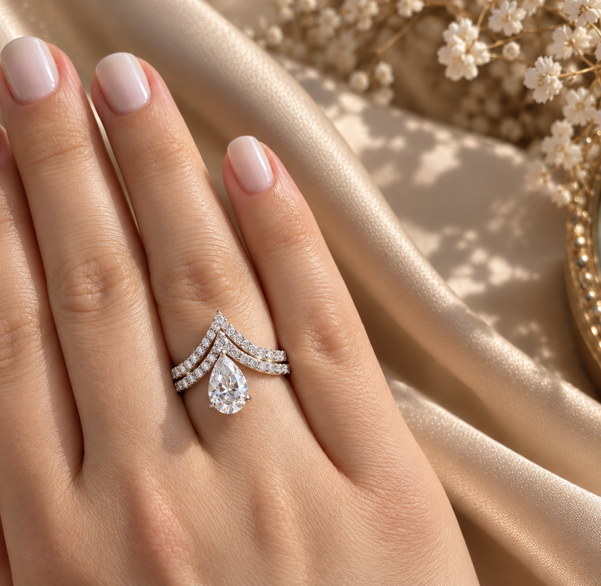 Pear Élan Moissanite Bridal Ring Set