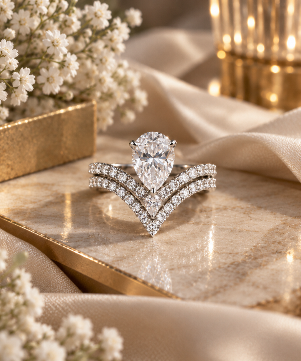 Pear Élan Moissanite Bridal Ring Set