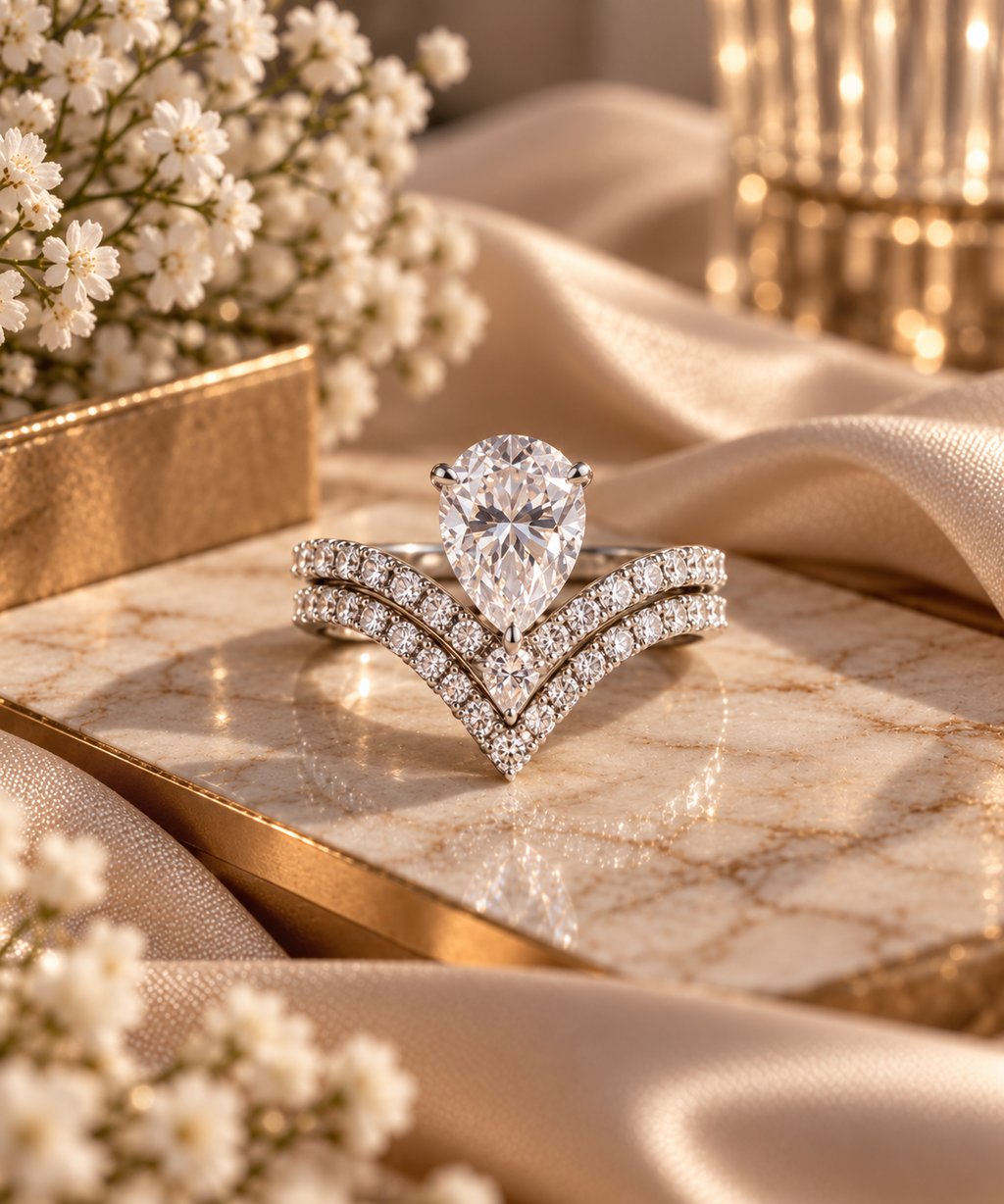 Pear Élan Moissanite Bridal Ring Set