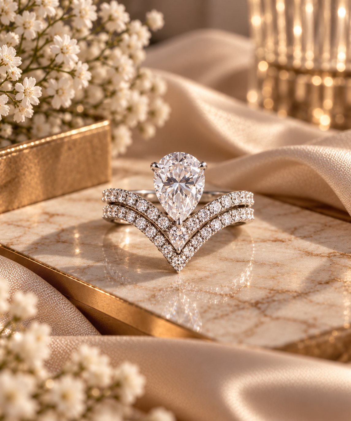 Pear Élan Moissanite Bridal Ring Set
