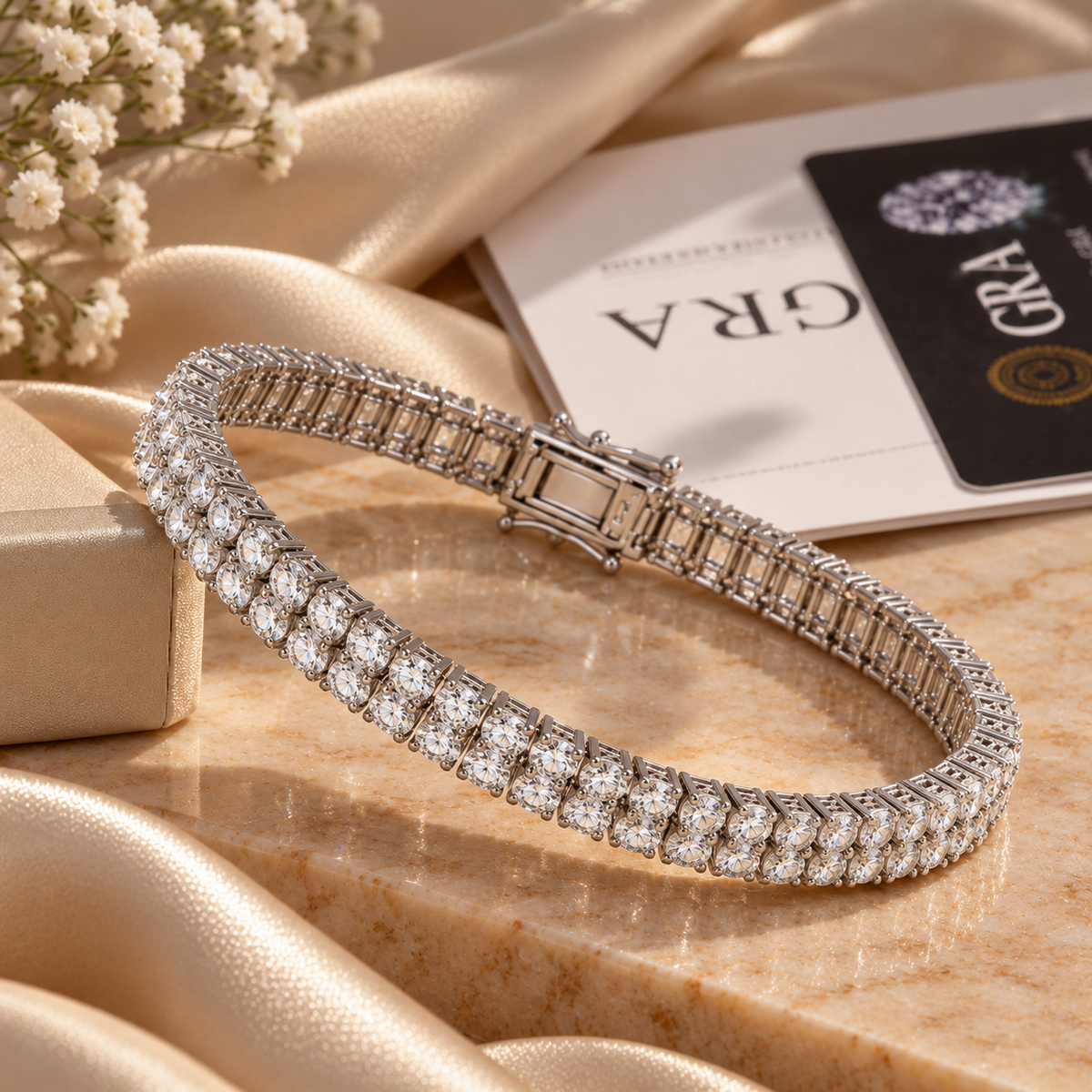 Double Row 3mm Moissanite Tennis Bracelet
