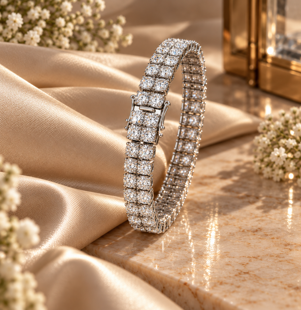 Double Row 3mm Moissanite Tennis Bracelet