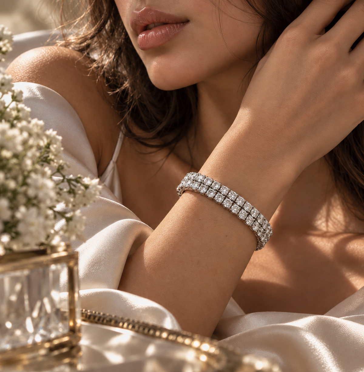 Double Row 3mm Moissanite Tennis Bracelet