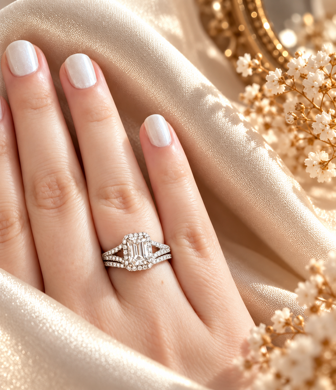 Elara Emerald-Cut Moissanite Ring Set