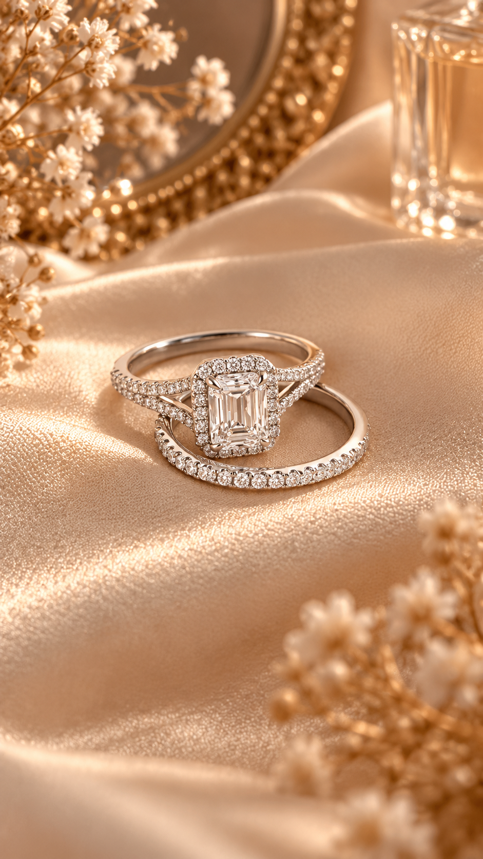 Elara Emerald-Cut Moissanite Ring Set