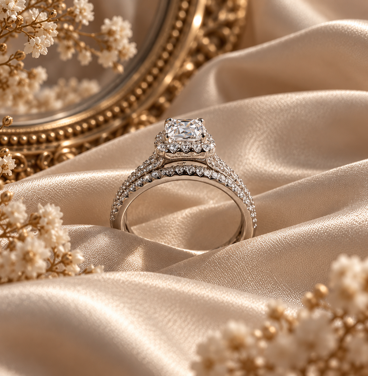 Elara Emerald-Cut Moissanite Ring Set