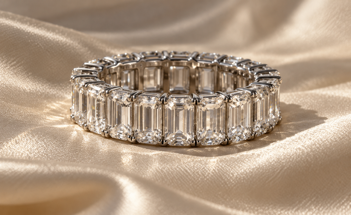 Emerald-Cut Moissanite Eternity Ring