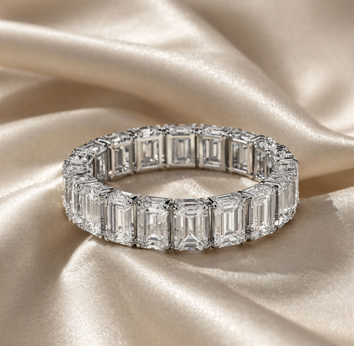 Emerald-Cut Moissanite Eternity Ring