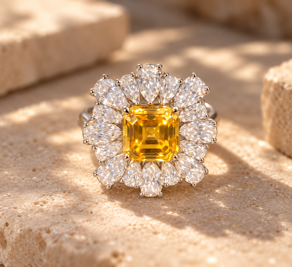 Golden Bloom Moissanite Ring