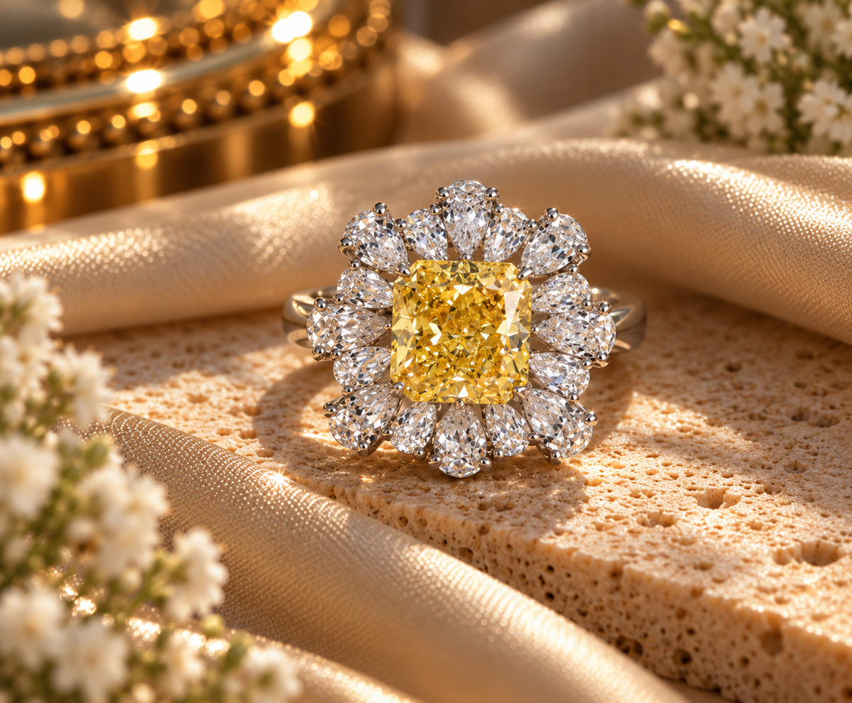 Golden Bloom Moissanite Ring