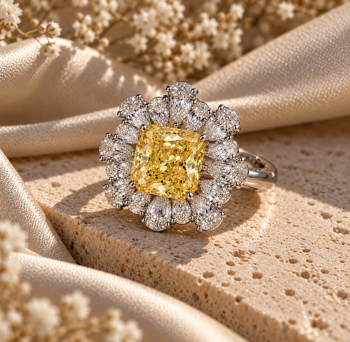 Golden Bloom Moissanite Ring