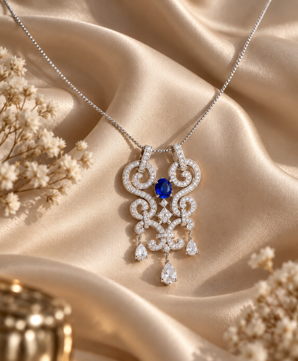 Hend Sapphire & Moissanite Pendant