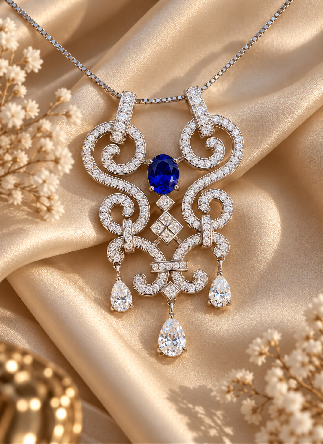 Hend Sapphire & Moissanite Pendant