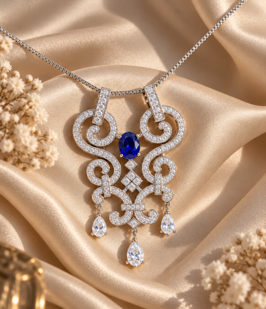 Hend Sapphire & Moissanite Pendant