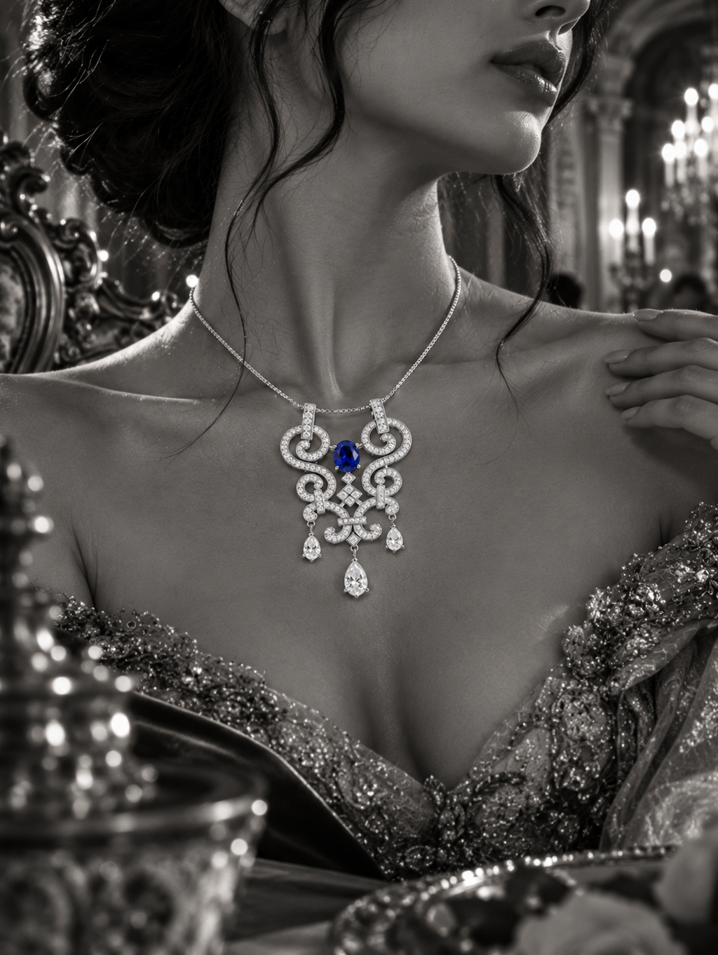 Hend Sapphire & Moissanite Pendant