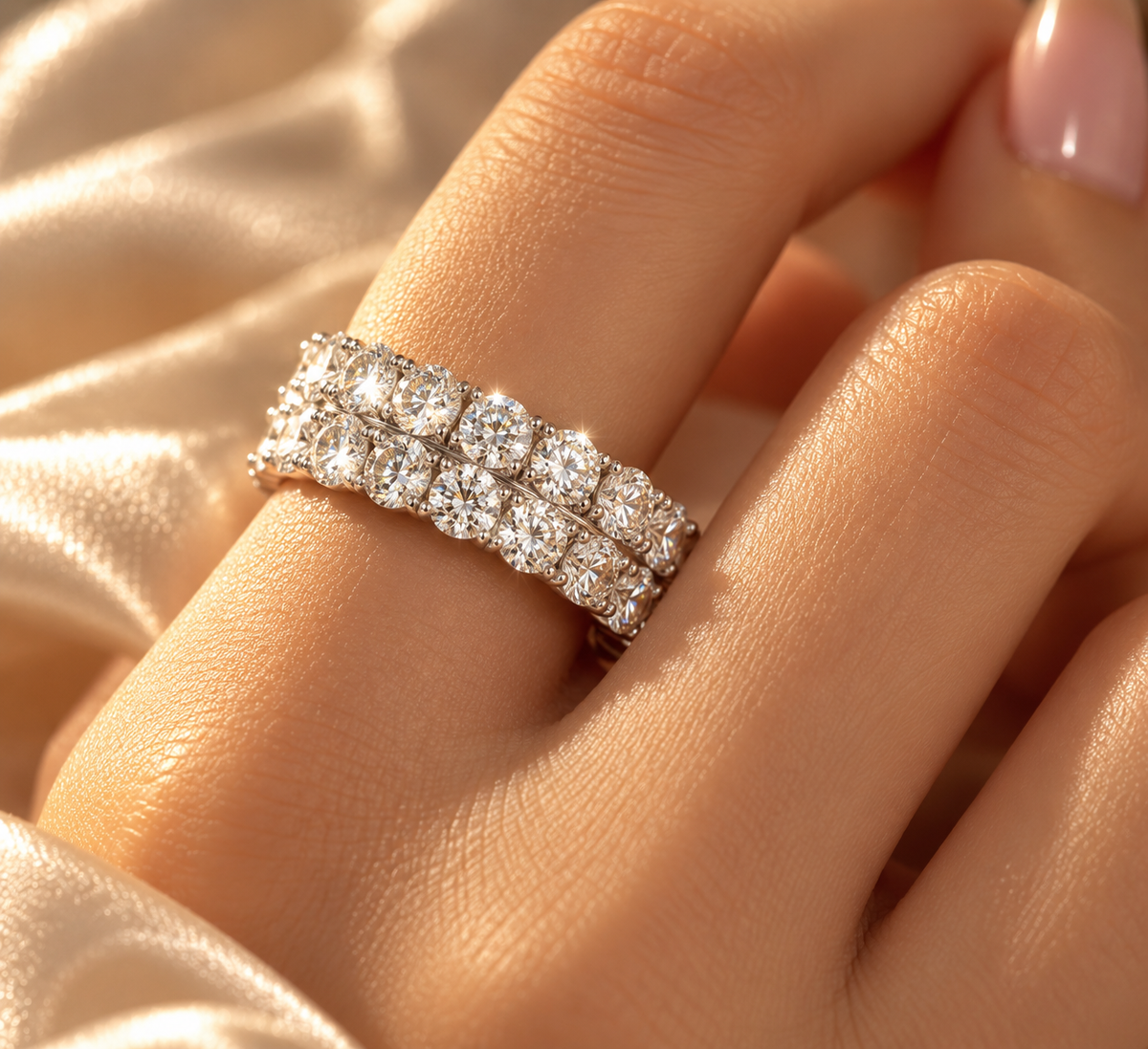 Imperial Double-Row Moissanite Eternity Ring