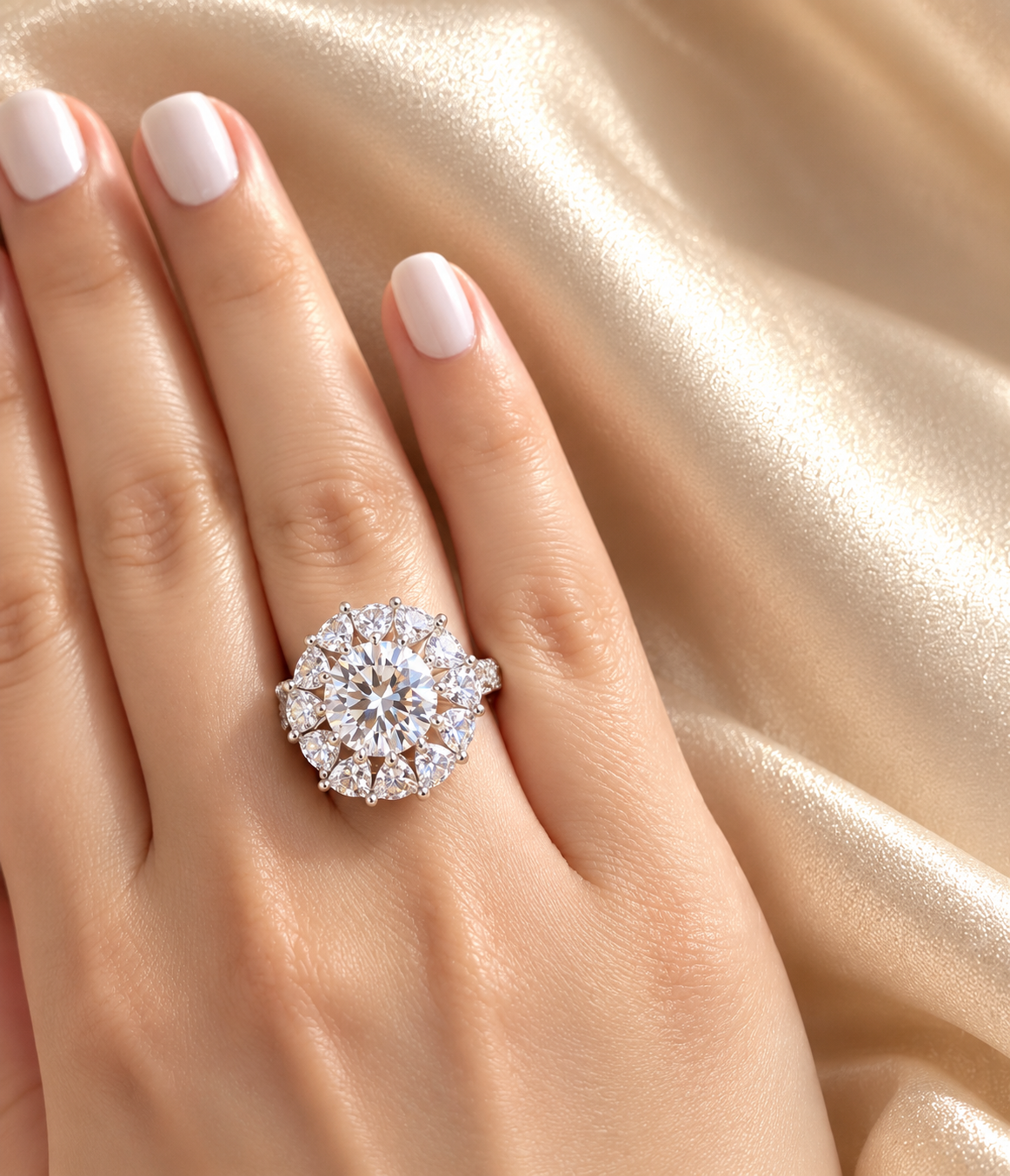 Damask Rose Moissanite Ring