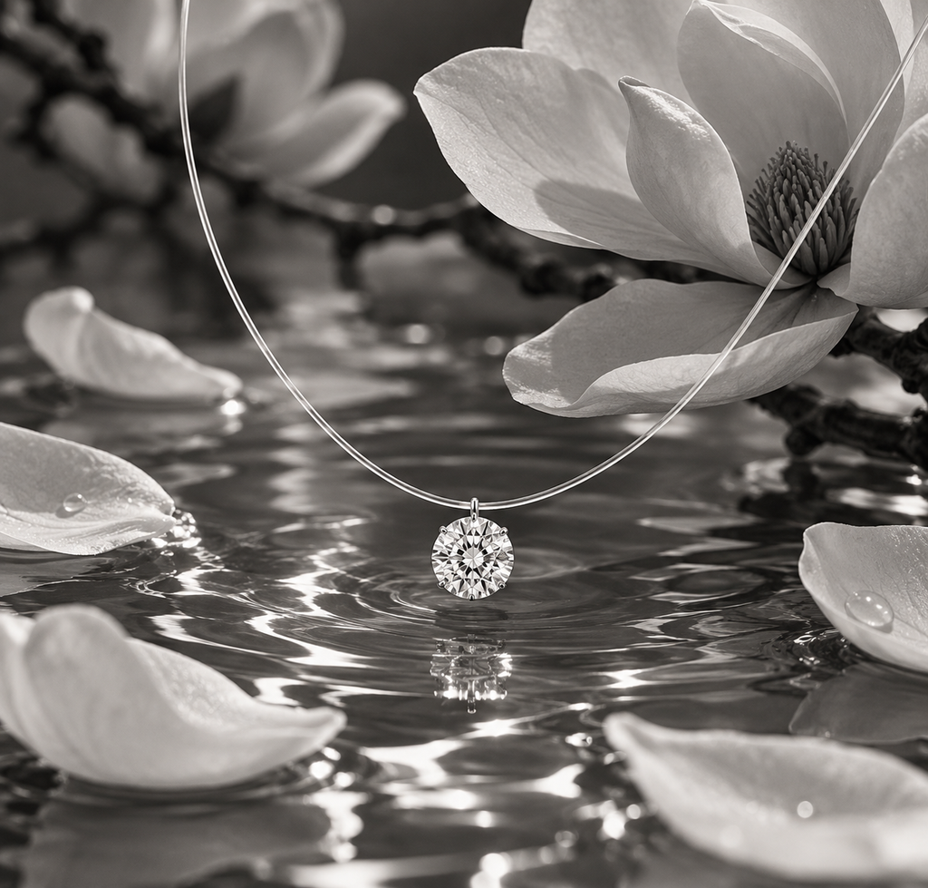 Magnolia Floating Moissanite Necklace
