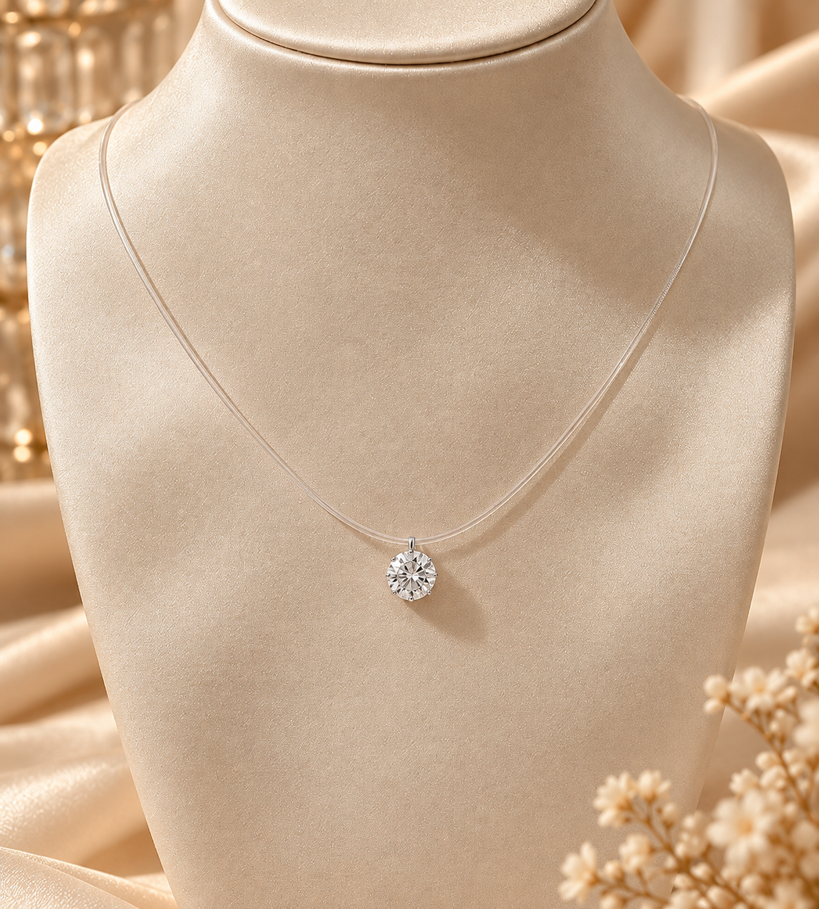 Magnolia Floating Moissanite Necklace