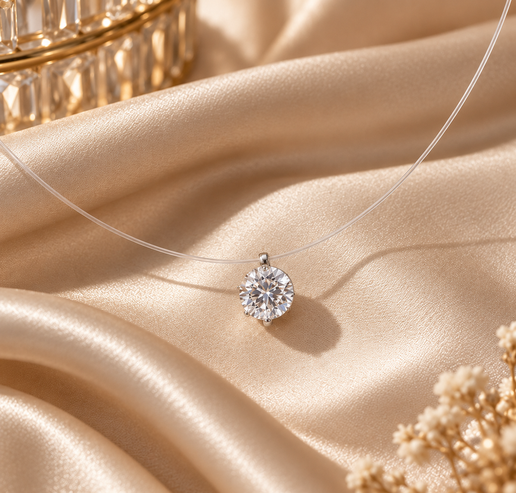 Magnolia Floating Moissanite Necklace