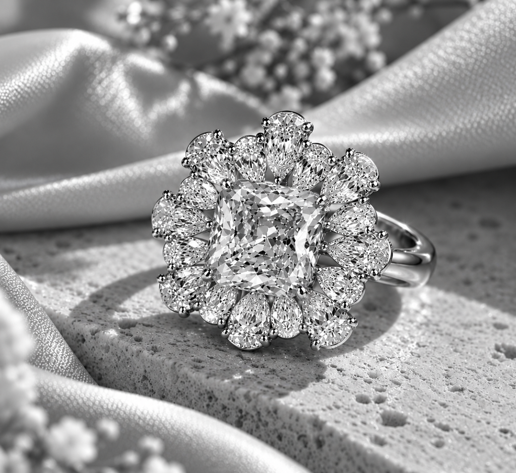 Golden Bloom Moissanite Ring