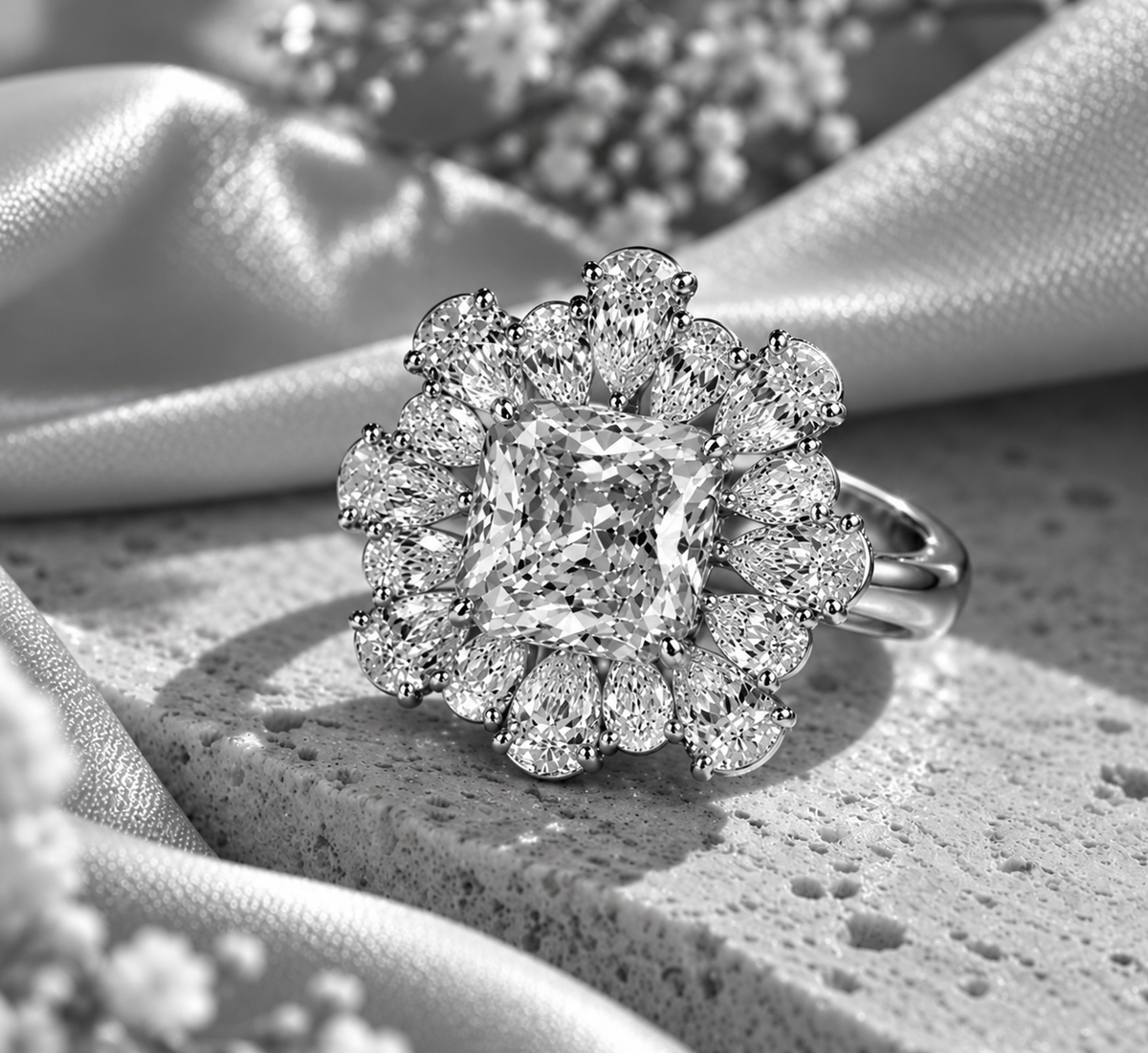 Golden Bloom Moissanite Ring