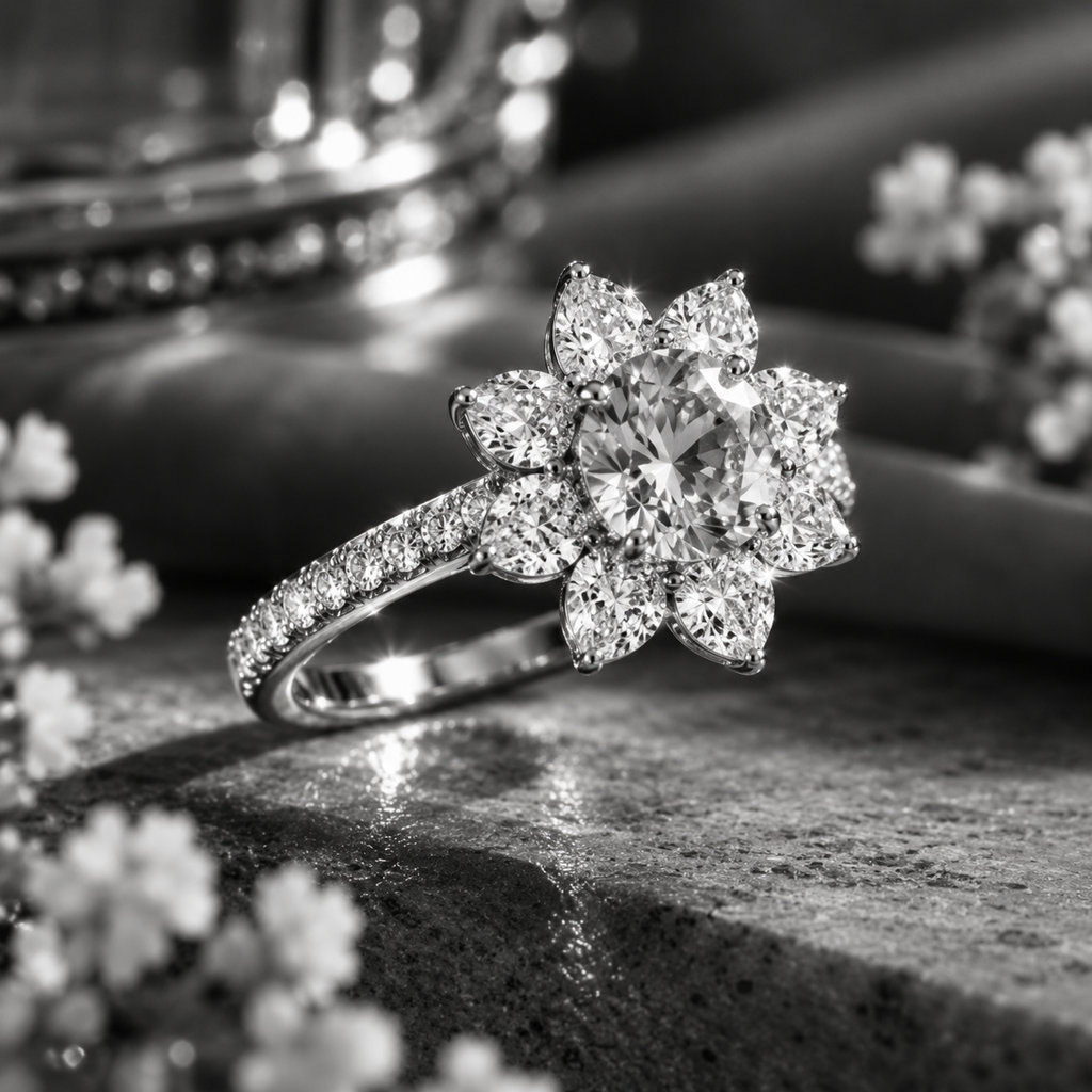 Pink Bloom Moissanite Ring