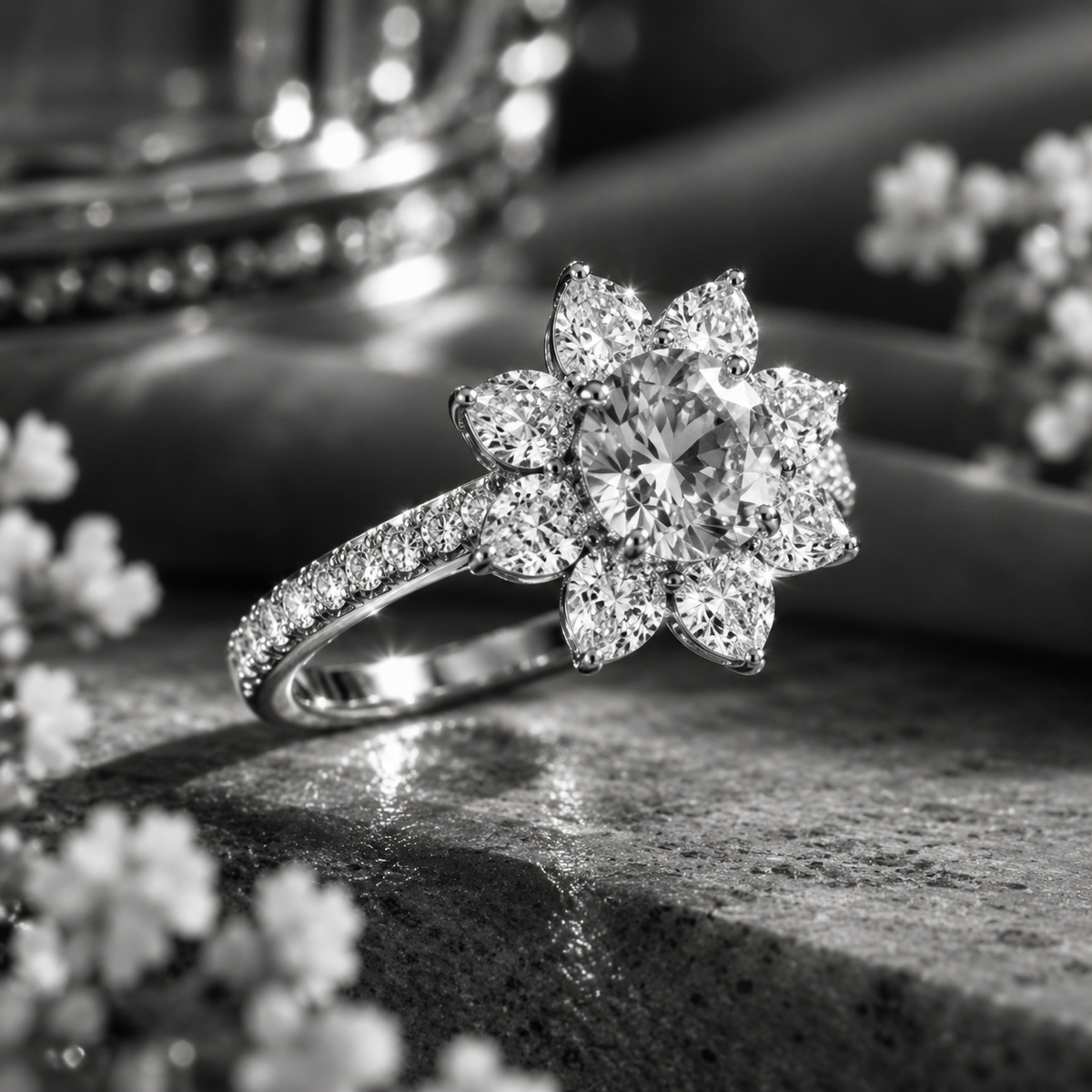 Pink Bloom Moissanite Ring