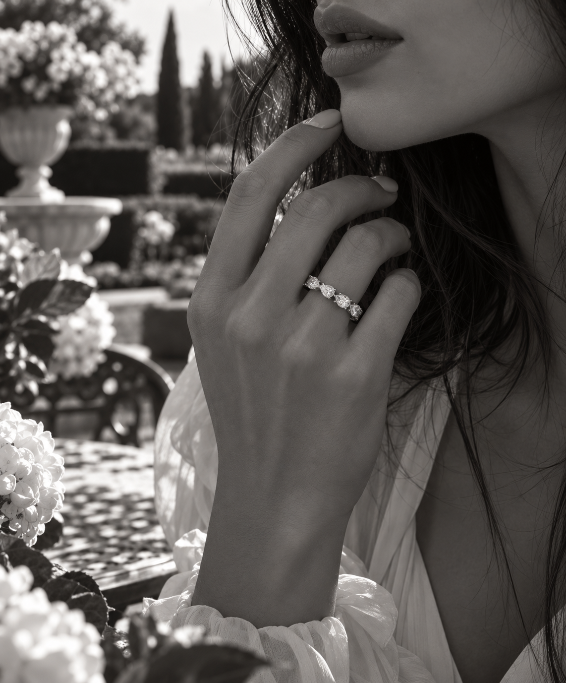 Pear-Cut Moissanite Eternity Ring