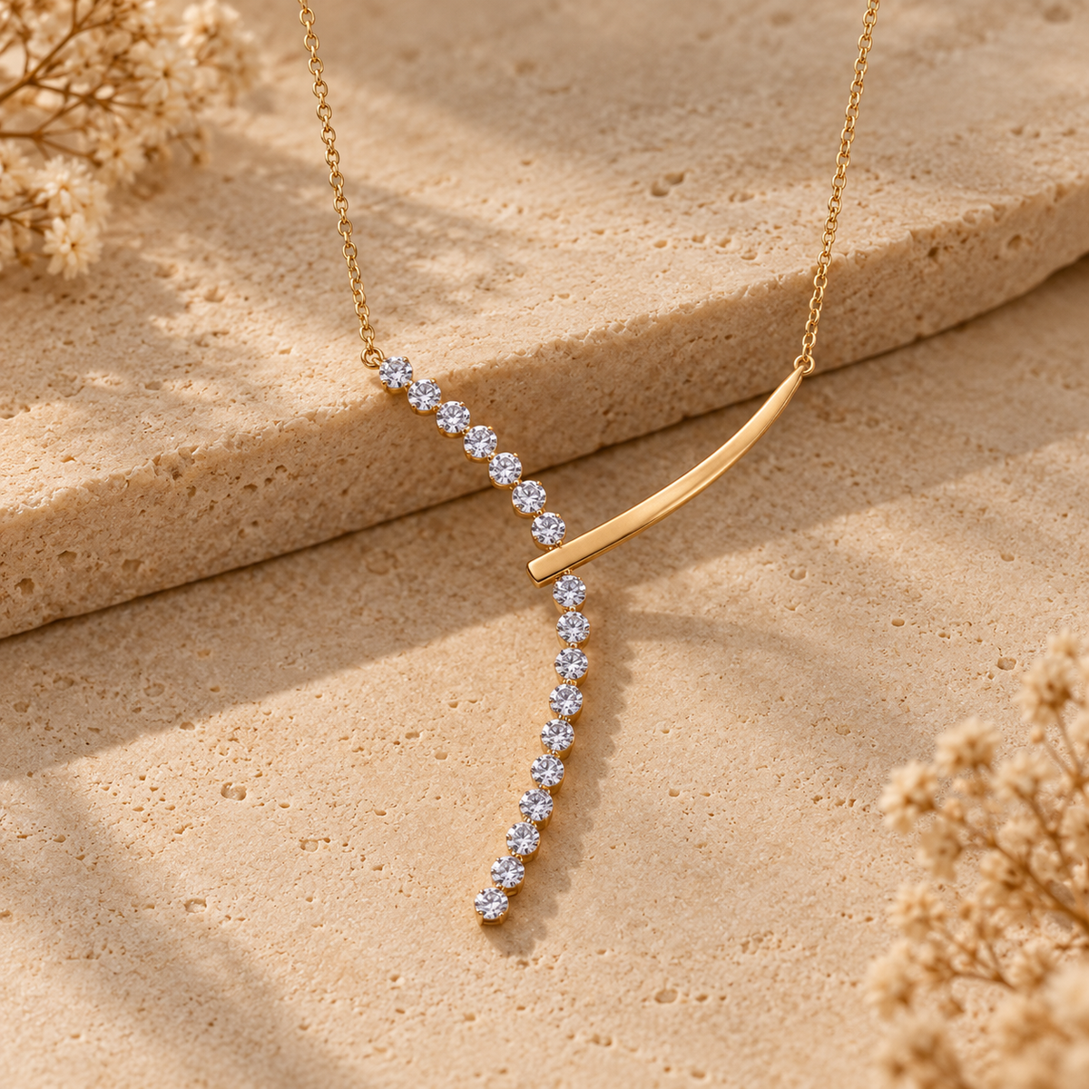 Moon Moissanite Drop Necklace