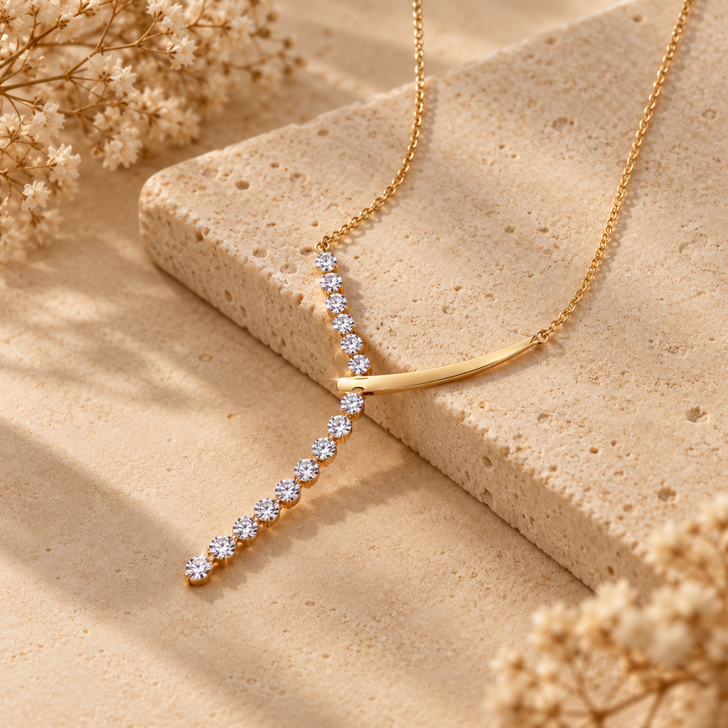 Moon Moissanite Drop Necklace