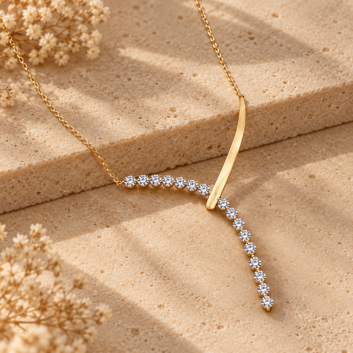 Moon Moissanite Drop Necklace