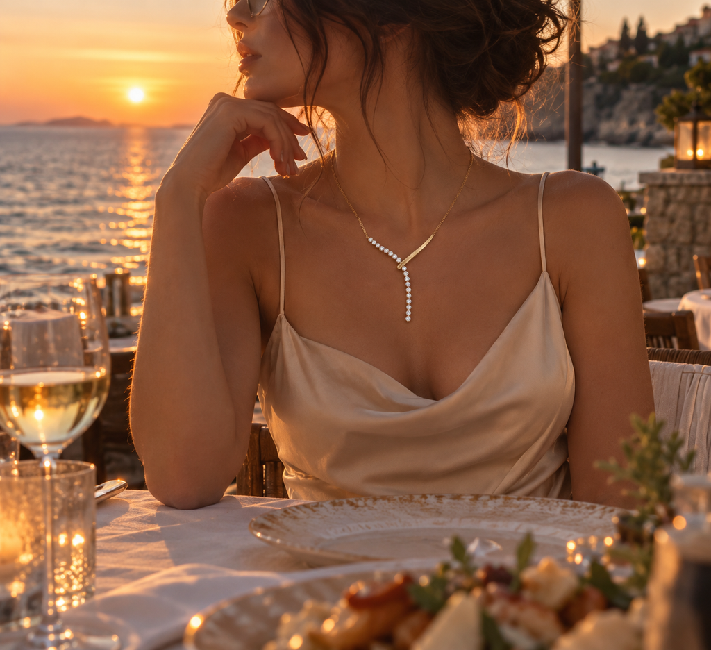 Moon Moissanite Drop Necklace