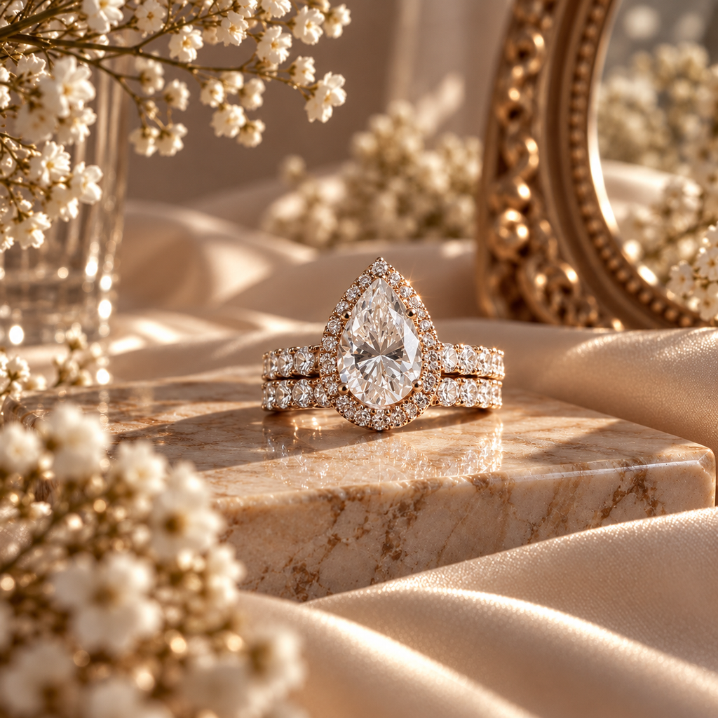 Noor Pear-Cut Moissanite Ring Set