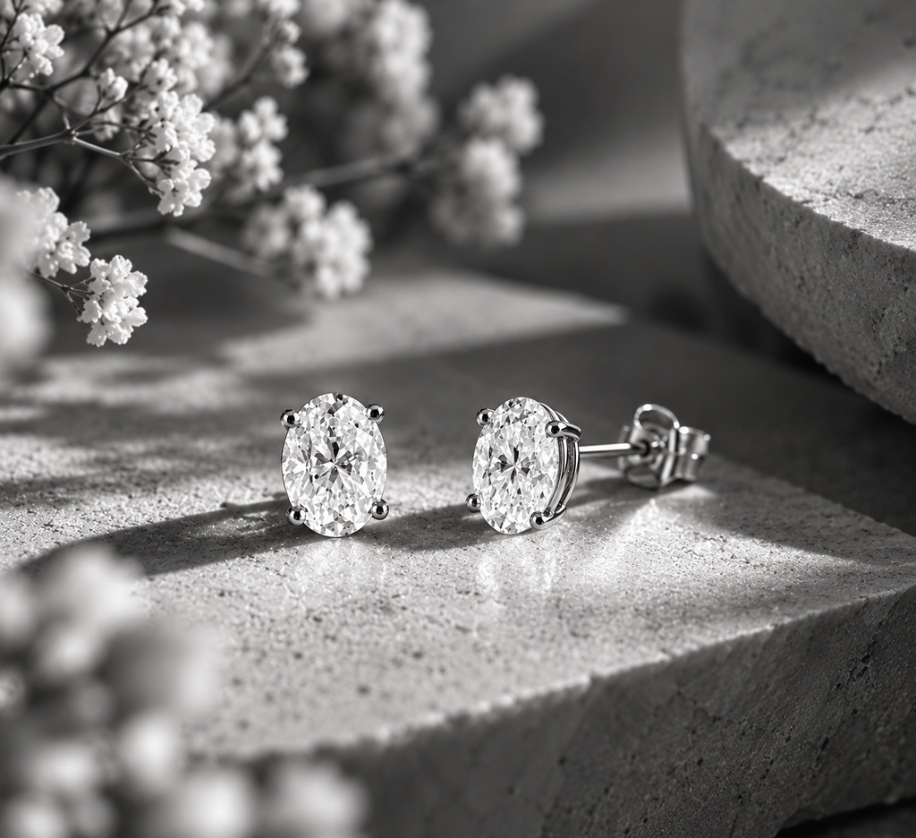 Oval-Cut Moissanite Stud Earrings