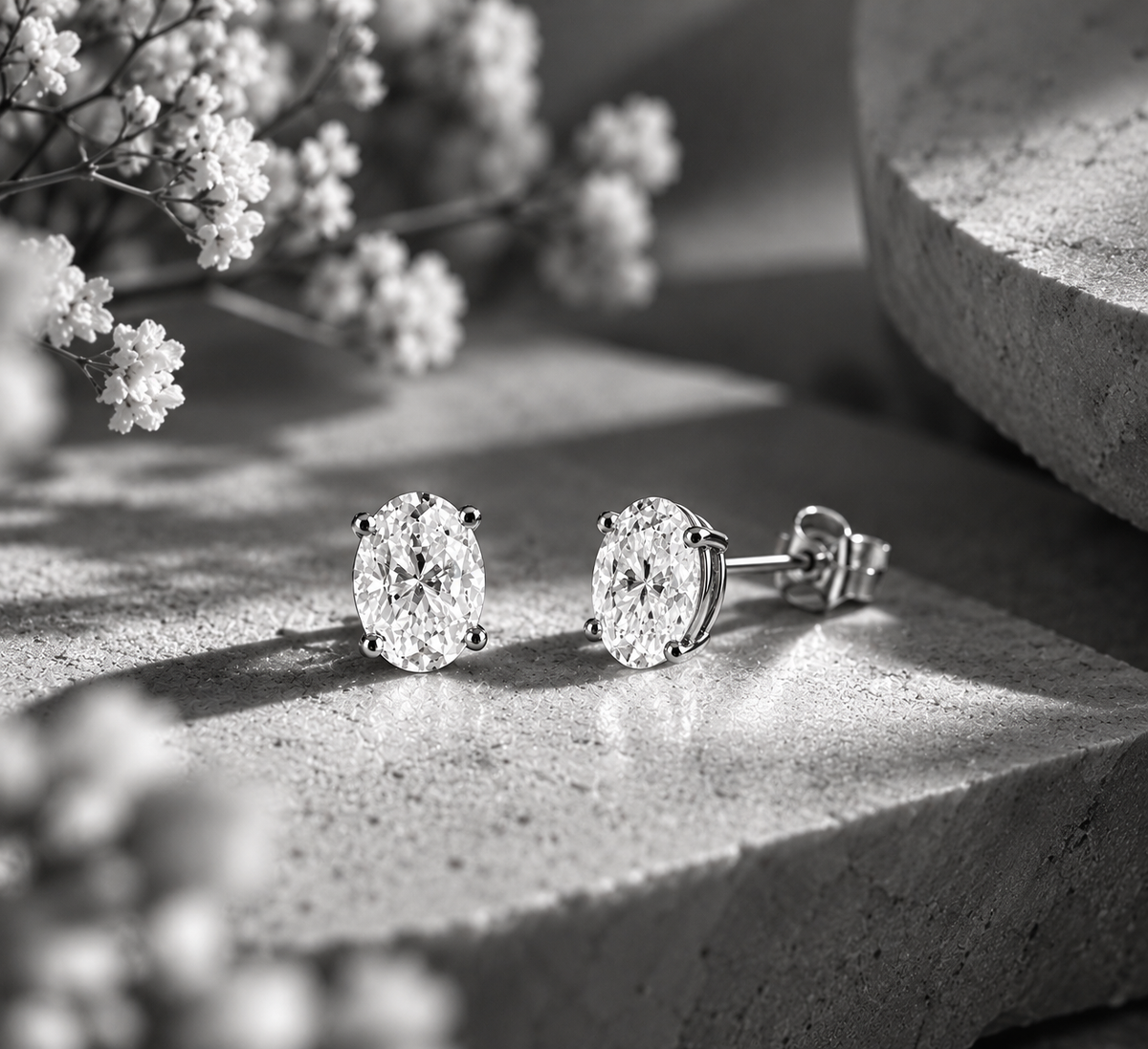 Oval-Cut Moissanite Stud Earrings