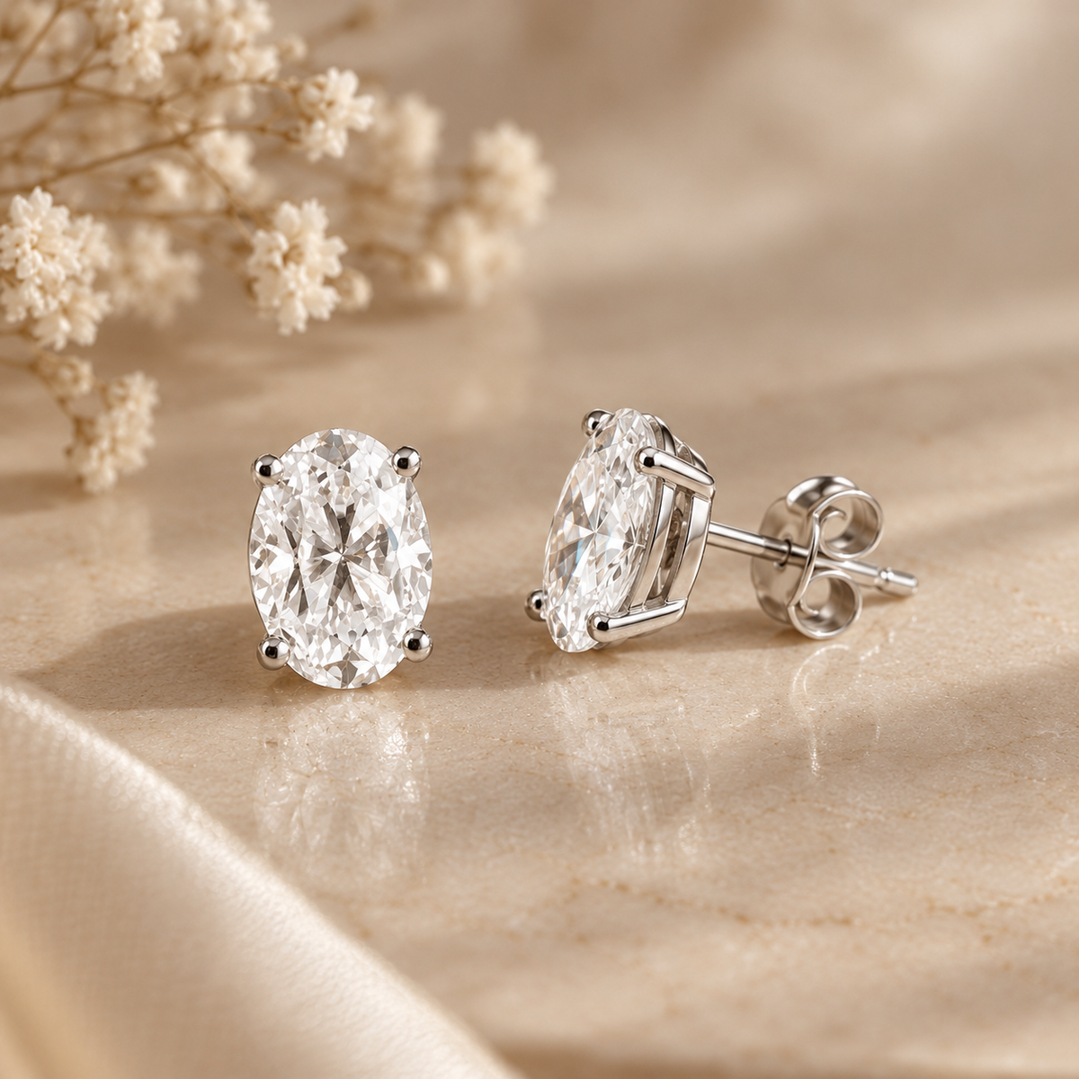 Oval-Cut Moissanite Stud Earrings