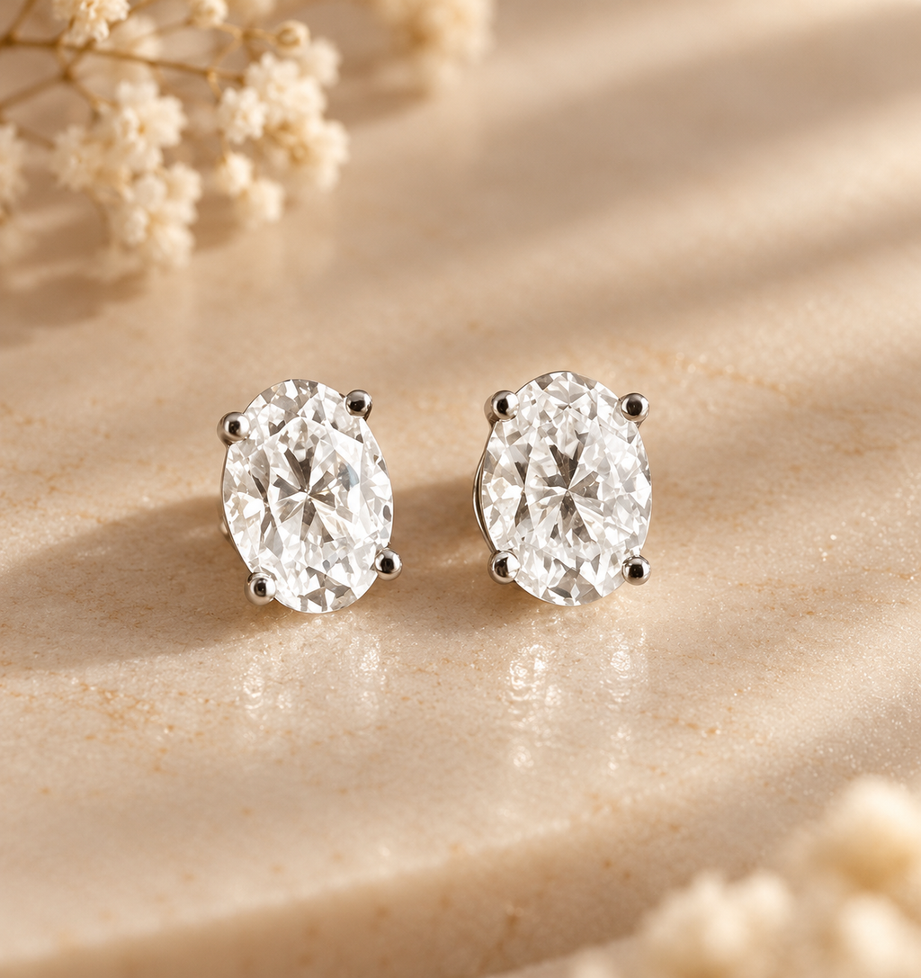 Oval-Cut Moissanite Stud Earrings