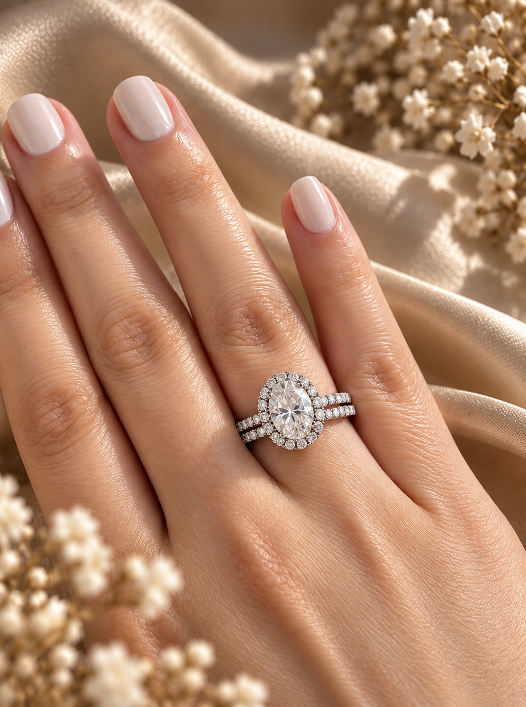 Oval Twins Moissanite Ring Set