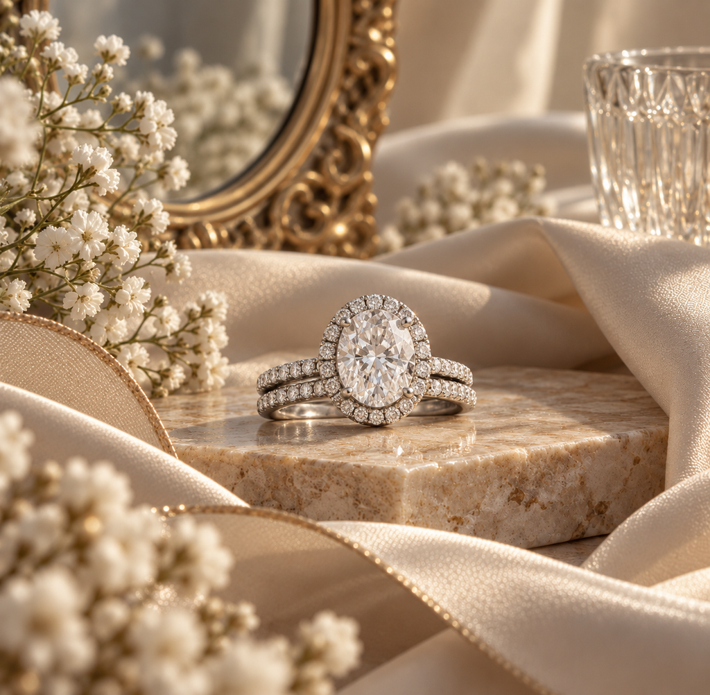 Oval Twins Moissanite Ring Set