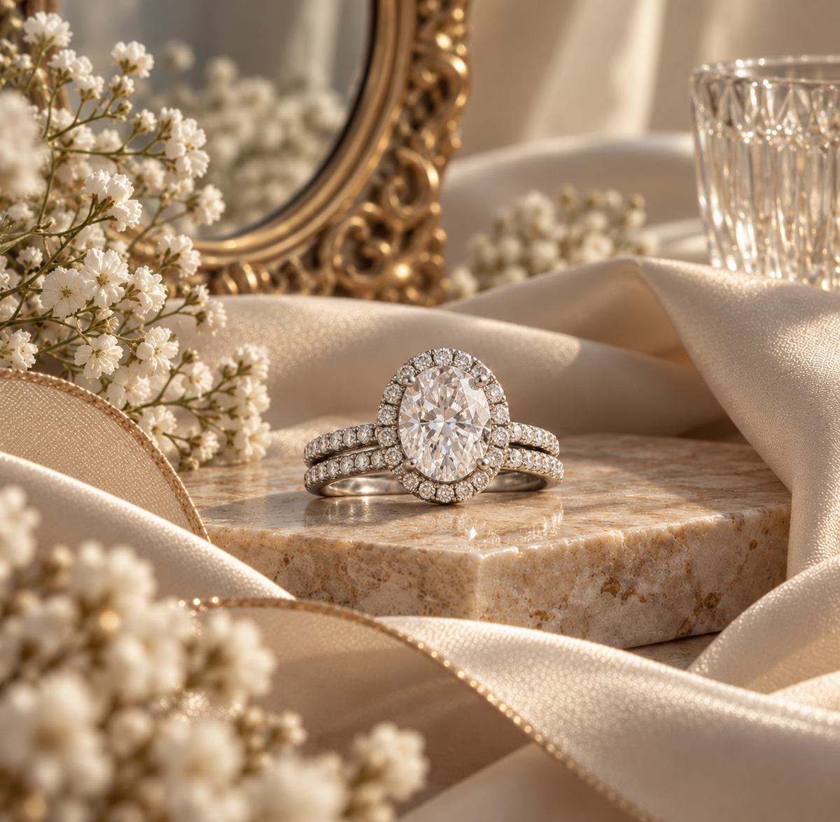 Oval Twins Moissanite Ring Set