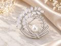 Botanical Pearl & Zircon Brooch