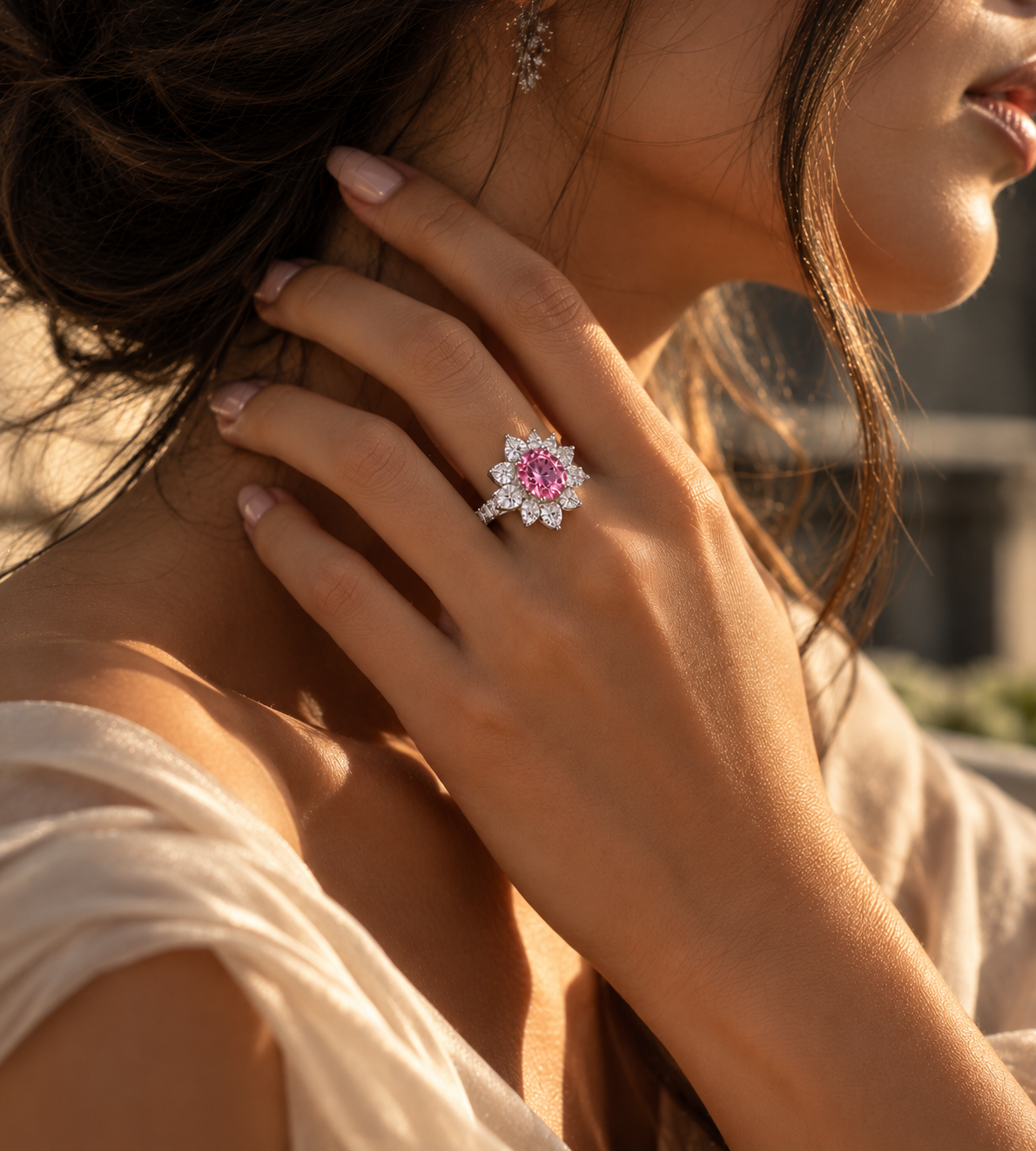 Pink Bloom Moissanite Ring